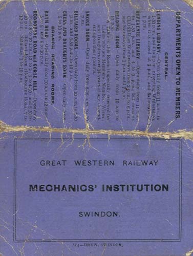 Haydon Wick Workmens Club membership card 1927 front